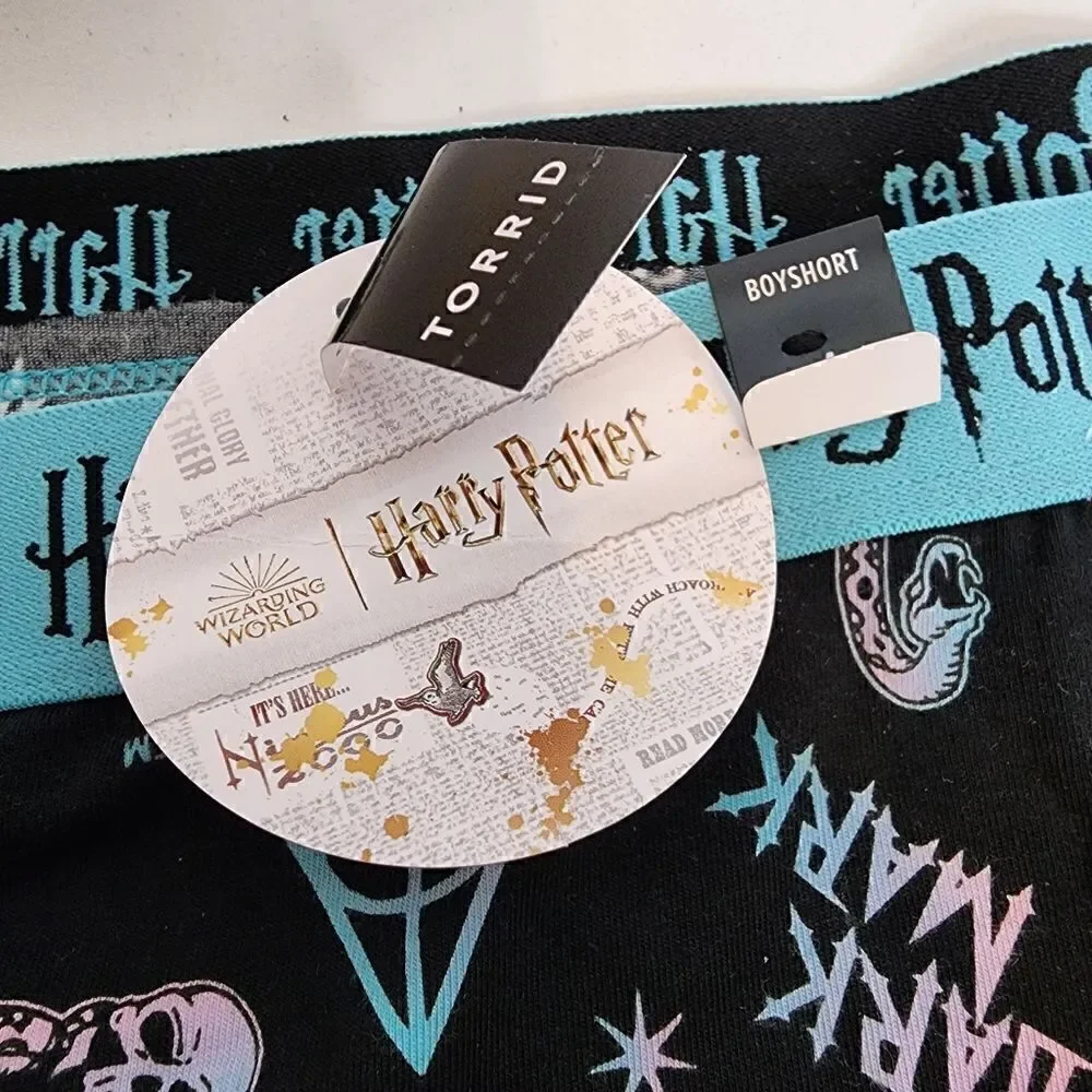 5X 28W Torrid Black Blue Harry Potter Boyshort Panty Deathly Hallows Snake Skull